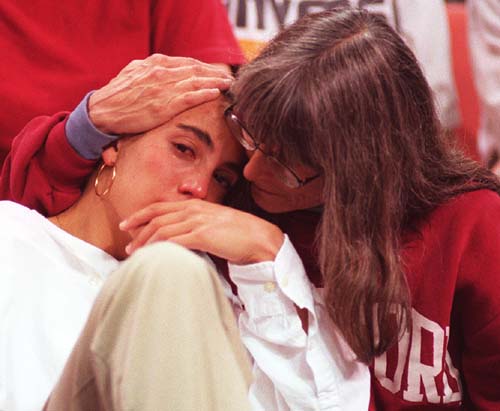 Jamila Wideman after 
Stanford's 1997 Final Four Loss